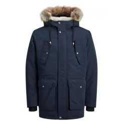 Parka à Capuche Coupe Droite Jack & Jones Bleu Marine