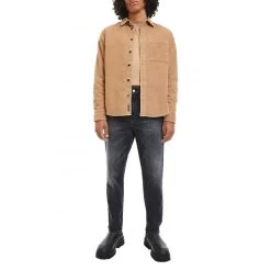 Chemise Avec Manches Longues Et Col Italien Calvin Klein Coton Camel