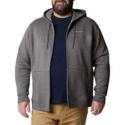 Sweat Zippé à Capuche Columbia En Coton Mélangé Anthracite Avec Logos Contrastés