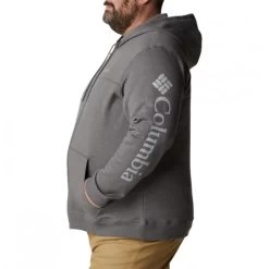 Sweat Zippé à Capuche Columbia En Coton Mélangé Anthracite Avec Logos Contrastés -Passons à la mode masculine ! 105935 135922vt sweat zippe a capuche columbia en coton melange anthracite avec logos contrastes 03 600x600