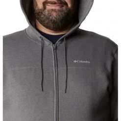 Sweat Zippé à Capuche Columbia En Coton Mélangé Anthracite Avec Logos Contrastés -Passons à la mode masculine ! 105935 135922vt sweat zippe a capuche columbia en coton melange anthracite avec logos contrastes 04 600x600