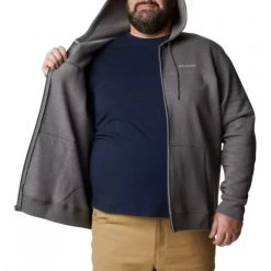 Sweat Zippé à Capuche Columbia En Coton Mélangé Anthracite Avec Logos Contrastés -Passons à la mode masculine ! 105935 135922vt sweat zippe a capuche columbia en coton melange anthracite avec logos contrastes 05 600x600