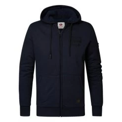 Sweat Zippé à Capuche Petrol Industries En Coton Bleu Nuit