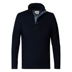 Pull Col Camionneur Petrol Industries Bleu Nuit Moucheté