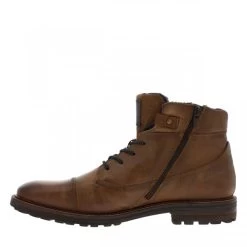Bottines Bugatti En Cuir Patiné Marron Cognac à Talon Décroché Bas, Fourrées, à Lacets Tressés -Passons à la mode masculine ! 106237 17094ch 17094ch 03 600x600