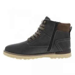 Bottines Mustang En Simili Cuir Graphite à Doublure Fourrée, Semelle Plate Et à Lacets Et Zip Latéral -Passons à la mode masculine ! 106295 17543ch bottines mustang en simili cuir graphite a doublure fourree semelle plate et a lacets et zip lateral 03 600x600