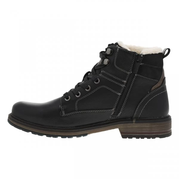 Boots Mustang Noires, Fourrées En Laine, à Talon Décroché Bas Et à Lacets Et Zip Latéral 5 Boots Mustang Noires, Fourrées En Laine, à Talon Décroché Bas Et à Lacets Et Zip Latéral – Image 3