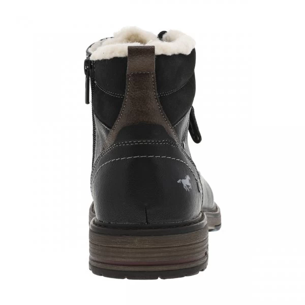 Boots Mustang Noires, Fourrées En Laine, à Talon Décroché Bas Et à Lacets Et Zip Latéral 6 Boots Mustang Noires, Fourrées En Laine, à Talon Décroché Bas Et à Lacets Et Zip Latéral – Image 4