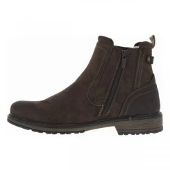 Boots De Ville Fourrées Mustang, Couleur Taupe Patiné, à Talon Plat Avec Fermeture Zippée Et Soufflet élastiqué -Passons à la mode masculine ! 106304 17554ch boots de ville fourrees mustang couleur taupe patine a talon plat avec fermeture zippee et soufflet elastique 03 600x600
