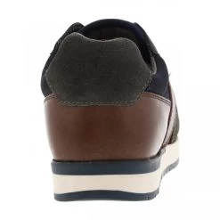 Baskets Basses Redskins En Cuir Bleu Marine Et Maron Avec Logo Argenté Sur Le Côté Extérieur -Passons à la mode masculine ! 106321 17676ch baskets basses redskins en cuir bleu marine et maron avec logo argente sur le cote exterieur 04 600x600