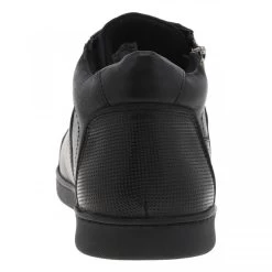 Tennis Redskins Mi-montantes En Cuir Noir Monochrome à Semelle Plate Avec Lacets Plats Et Zip Latéral -Passons à la mode masculine ! 106324 17680ch tennis redskins mi montantes en cuir noir monochrome a semelle plate avec lacets plats et zip lateral 04 600x600