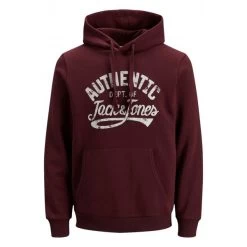 Sweat à Capuche Jack & Jones Bordeaux Avec Grand Logo