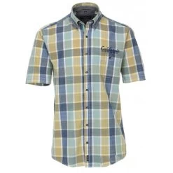 Chemise Casa Moda à Carreaux Tricolore à Manches Courtes