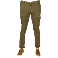 Pantalon Cargo Maxfort En Coton Stretch Vert Kaki