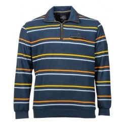 Sweat Col Camionneur Monte Carlo En Coton Bleu Marine à Rayures