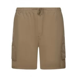 Short Duke NICK Beige élastiqué à La Taille Avec Bouton Et Liens De Serrage