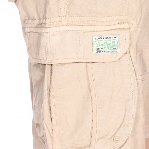 Bermuda Cargo Replika En Toile De Coton Jeans Beige 6 Bermuda Cargo Replika En Toile De Coton Jeans Beige – Image 4