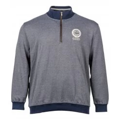 Sweat Col Camionneur Kitaro En Coton Mélangé Bleu Marine Chiné