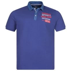 Polo Kitaro En Coton Avec Manches Courtes Bleu Marine Uni Avec Flocages