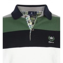 Pull Col Polo Ethnic Blue Avec Manches Longues, Rayé Marine Et Vert -Passons à la mode masculine ! 109984 141930vt pull col polo ethnic blue avec manches longues raye marine et vert 03 600x600