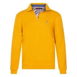Pull Col Polo Ethnic Blue Avec Manches Longues Jaune