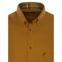 Chemise Droite Bande Originale En Coton Avec Manches Longues Et Col Américain Moutarde -Passons à la mode masculine ! 110191 142088vt chemise droite bande originale en coton avec manches longues et col americain moutarde 03 600x600
