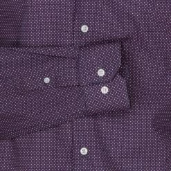 Chemise Ajustée Col Italien Bande Originale En Coton Bordeaux -Passons à la mode masculine ! 110194 142085vt chemise bande originale en coton ajustee avec manches longues et col italien bordeaux 03 600x600