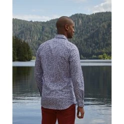 Chemise Col Français Et Coupe Ajustée Mise Au Green En Coton Blanc Imprimé Fleuri -Passons à la mode masculine ! 110372 142972vt chemise col francais et coupe ajustee mise au green en coton blanc imprime fleuri 03 600x600