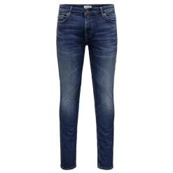 Jean Only&Sons Loom Slim En Coton Indigo Effet Délavé