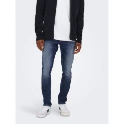 Jean Only&Sons Loom Slim En Coton Indigo Effet Délavé -Passons à la mode masculine ! 110658 143313vt jean onlyetsons loom slim en coton indigo effet delave 03 600x600