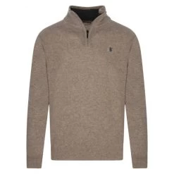 Pull Bande Originale En Laine Avec Manches Longues Et Col Camionneur Beige Chiné