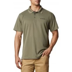 Polo Columbia Avec Manches Courtes Et Col Boutonné Vert Kaki