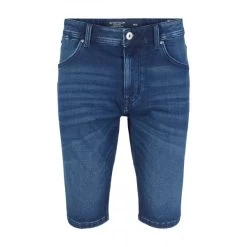 Pantacourt Tom Tailor En Coton Mélangé Indigo Effet Délavé