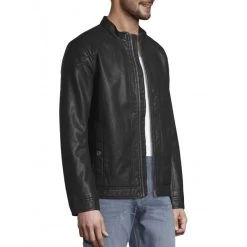 Blouson Tom Tailor En Smili Cuir Noir Uni à Col Motard Zippé Et épaules Renforcées -Passons à la mode masculine ! 111164 146109vt blouson tom tailor en smili cuir noir uni a col motard zippe et epaules renforcees 03 600x600
