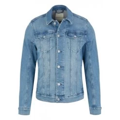 Veste En Jean Tom Tailor En Coton Avec Manches Longues Et Col Italien Stone