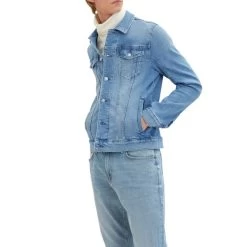Veste En Jean Tom Tailor En Coton Avec Manches Longues Et Col Italien Stone -Passons à la mode masculine ! 111172 146101vt veste en jean tom tailor en coton avec manches longues et col italien stone 03 600x600