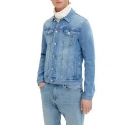 Veste En Jean Tom Tailor En Coton Avec Manches Longues Et Col Italien Stone -Passons à la mode masculine ! 111172 146101vt veste en jean tom tailor en coton avec manches longues et col italien stone 05 600x600
