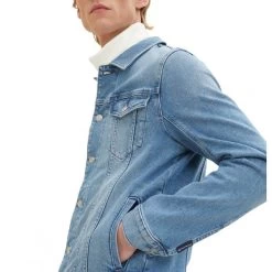 Veste En Jean Tom Tailor En Coton Avec Manches Longues Et Col Italien Stone -Passons à la mode masculine ! 111172 146101vt veste en jean tom tailor en coton avec manches longues et col italien stone 06 600x600