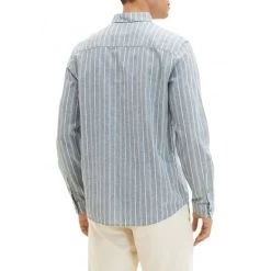 Chemise Tom Tailor En Lin Et Coton Avec Manches Longues Et Col Français Verte Rayée -Passons à la mode masculine ! 111173 146100vt chemise tom tailor en lin et coton avec manches longues et col francais verte rayee 03 600x600