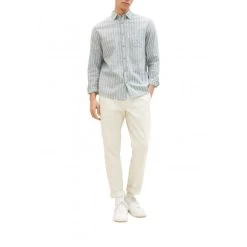 Chemise Tom Tailor En Lin Et Coton Avec Manches Longues Et Col Français Verte Rayée -Passons à la mode masculine ! 111173 146100vt chemise tom tailor en lin et coton avec manches longues et col francais verte rayee 04 600x600