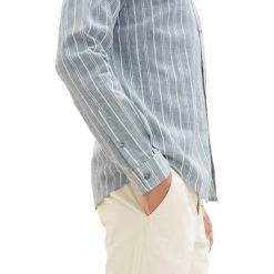 Chemise Tom Tailor En Lin Et Coton Avec Manches Longues Et Col Français Verte Rayée -Passons à la mode masculine ! 111173 146100vt chemise tom tailor en lin et coton avec manches longues et col francais verte rayee 06 600x600