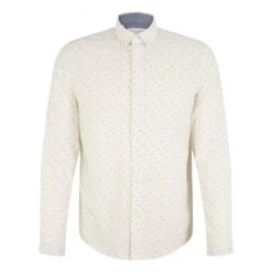 Chemise Tom Tailor En Coton Blanc à Motifs Imprimés, Coupe Regular Fit Et Col Français