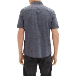 Chemise Tom Tailor En Coton Avec Manches Courtes Et Col Italien Bleu Bleu Marine Chiné -Passons à la mode masculine ! 111185 146088vt chemise tom tailor en coton avec manches courtes et col italien bleu bleu marine chine 03 600x600