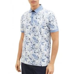 Polo En Maille Piquée Tom Tailor En Coton Avec Manches Courtes Et Col Boutonné Bleu Imprimé Feuille Tropical -Passons à la mode masculine ! 111187 146086vt polo en maille piquee tom tailor en coton avec manches courtes et col boutonne bleu imprime feuille tropical 05 600x600