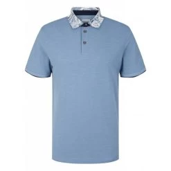 Polo En Maille Piquée Tom Tailor En Coton Avec Manches Courtes Et Col Boutonné Bleu