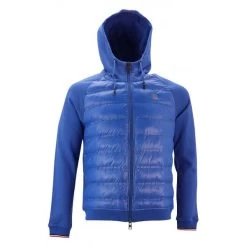 Doudoune à Capuche Serge Blanco Play En Coton Avec Manches Longues Et Col Montant Bleue Bi-matière