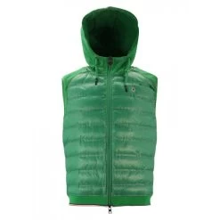 Doudoune Sans Manches Serge Blanco Play En Coton Col à Capuche Verte Bi-matière