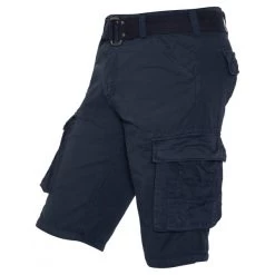 Short Long Schott En Coton Bleu Marine à Poches Cargo Et Ceinture Amovible -Passons à la mode masculine ! 111265 146008vt short long schott en coton bleu marine a poches cargo et ceinture amovible 04 600x600