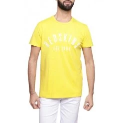 T-shirt Avec Manches Courtes Et Col Rond Redskins Coton Jaune -Passons à la mode masculine ! 111283 145990vt t shirt redskins en coton jaune a logo blanc a col rond et manches courtes 03 600x600