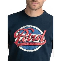 T-shirt Petrol Industries Bleu Marine Uni à Imprimé Poitrine Vintage, Col Rond Et Manches Courtes -Passons à la mode masculine ! 111328 145917vt t shirt petrol industries bleu marine uni a imprime poitrine vintage col rond et manches courtes 04 600x600